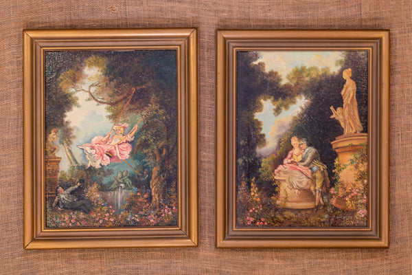 The Swing Vintage Reproduction Oil Painting by Esther Oeftering; Framed and Signed